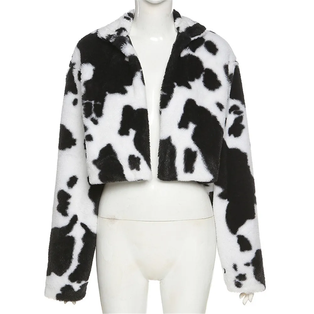 Formal DressesWomen'S Autumn Winter New Black And White Polka Dot Plush Turtleneck Cardigan Women Stand Collar 