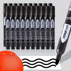 Waterproof Fine Tip Markers, 10 - Pack - Versatile for Paper, Steel, Glass - Smooth Writing for School & Office (Black)