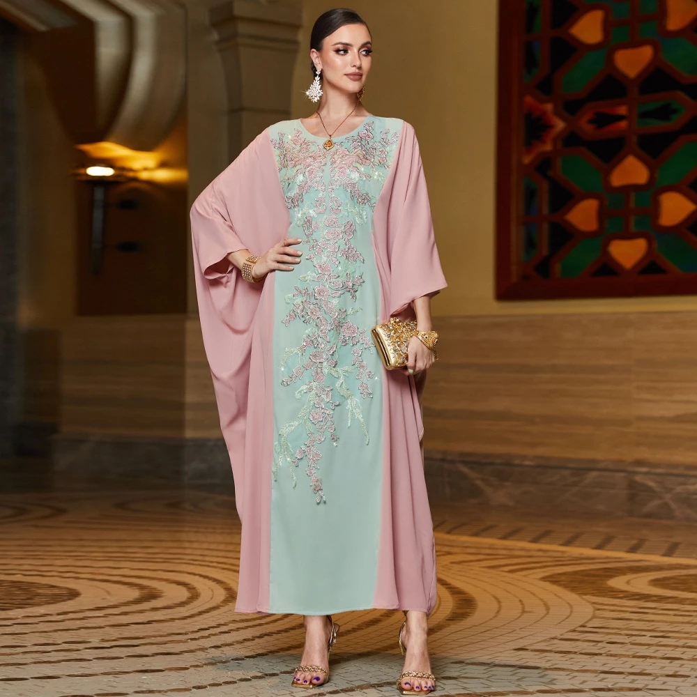 

Kimono Abaya Dubai Luxury Dress Muslim Fashion Embroidery Batwing Sleeve Casual Loose Moroccan Kaftan Women's Jalabiya Ramadan