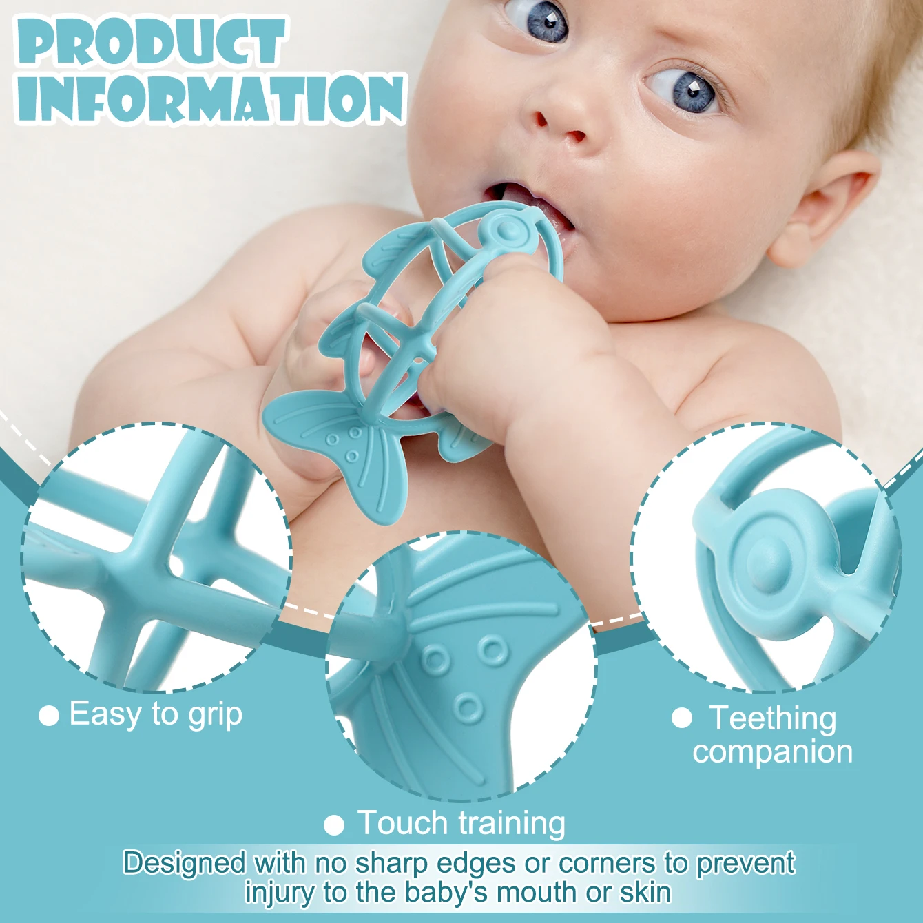 Color Kids 1PC Silicone Baby Teether Toy Food Grade Fish Chewing Toy Newborn Gift BPA Free Teething Ring For Toddler Baby Stuff 6