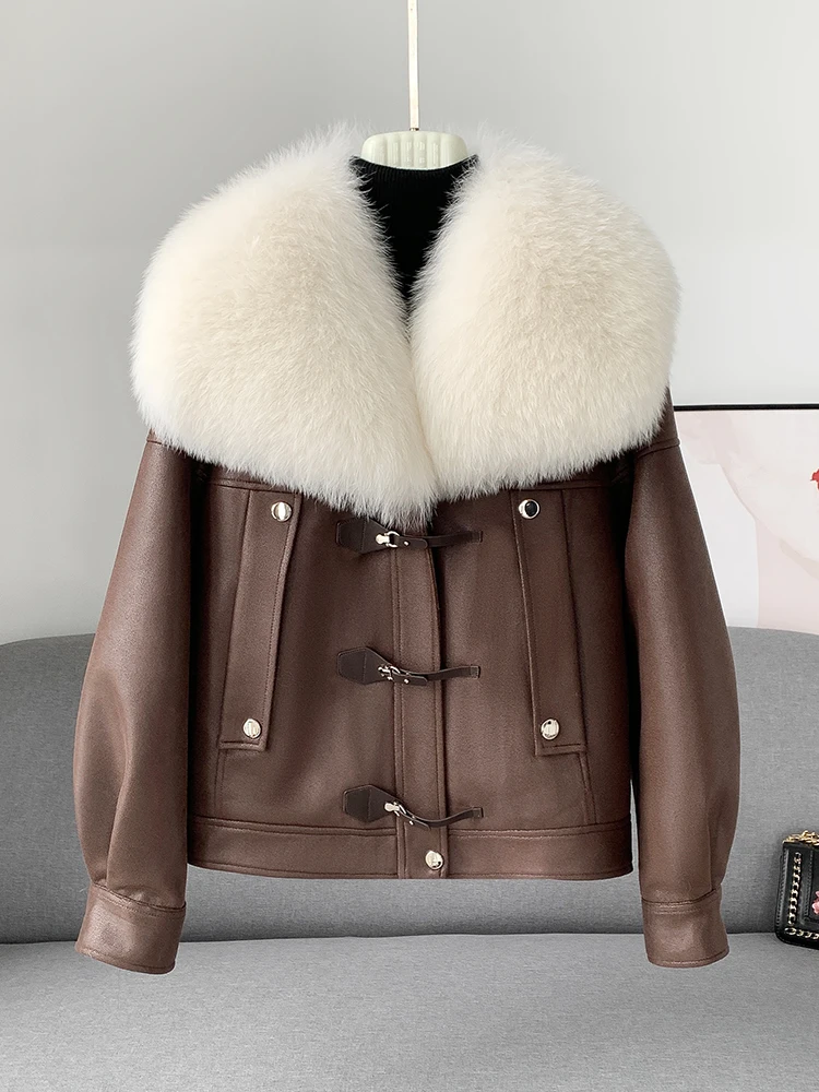 

Maillard fur collar 2023 winter suede goose down inner lining down jacket fur coat women's short style