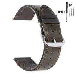 Vintage Genuine Calfskin Leather Watch Strap - Soft Oil Wax Finish in Black, Green, and Brown - 18mm (Green)