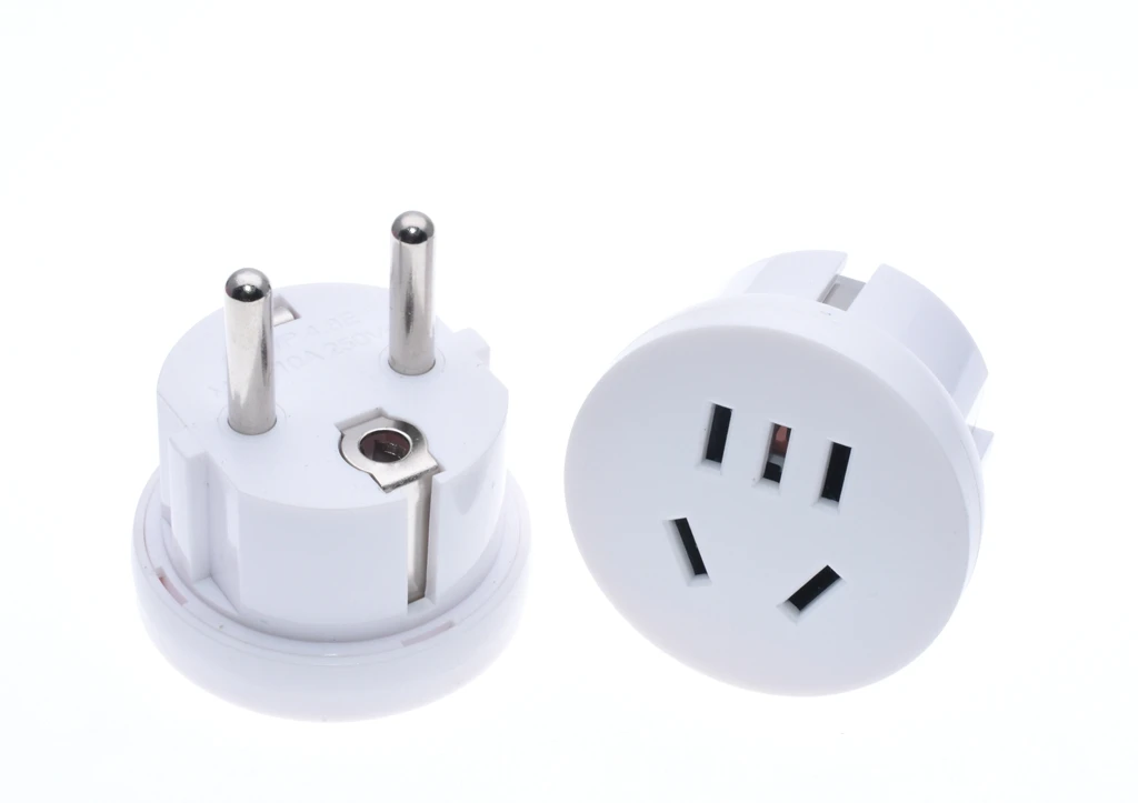 US China To European EU Travel Adapter With Safety Shutter, Convert 2/3 Pins To 2 Round Pins 4.8mm Plug Power Adapter Converter