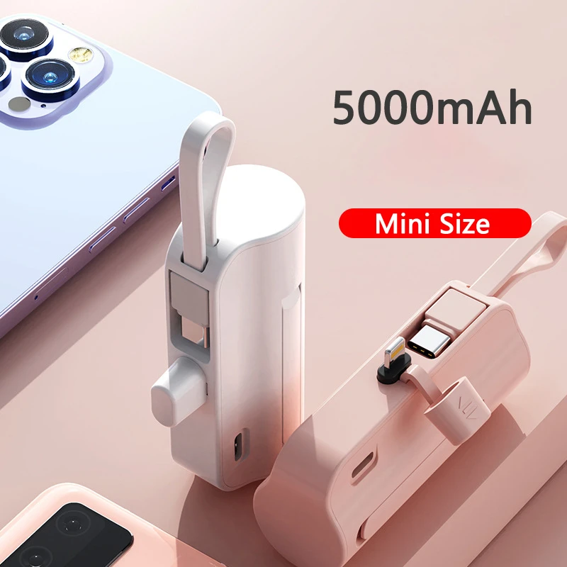 Mini batterie externe 5000mah USB c 2, 1 chargeur de secours ultra