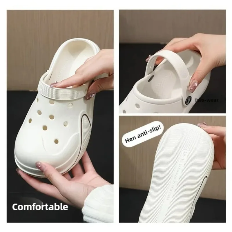 White Chunky Platform Clogs Shoes for Women Thick Bottom Non Slip Beach Sandals Woman Summer Fashion Wedges EVA Sandals Slippers