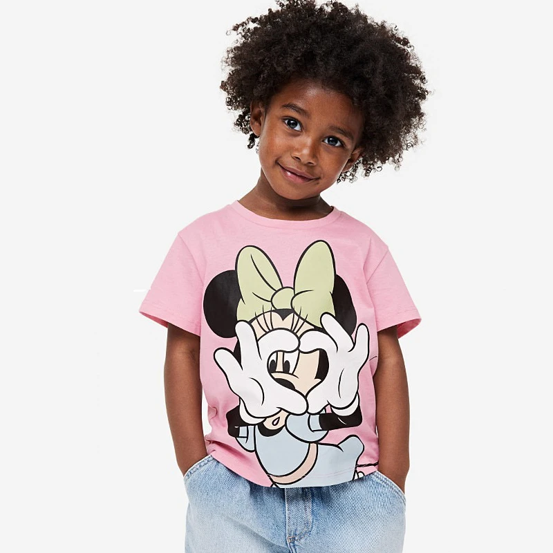 1-7 Year Children's Clothes Cute Disney Printed Cartoon T-shirt Tops Loose Casual Kids Short Sleeve Tees Baby Girl Boy Clothing cotton t shirt stitch t shirt t shirt set girls tee shirt girls t shirt t shirt kids t shirt