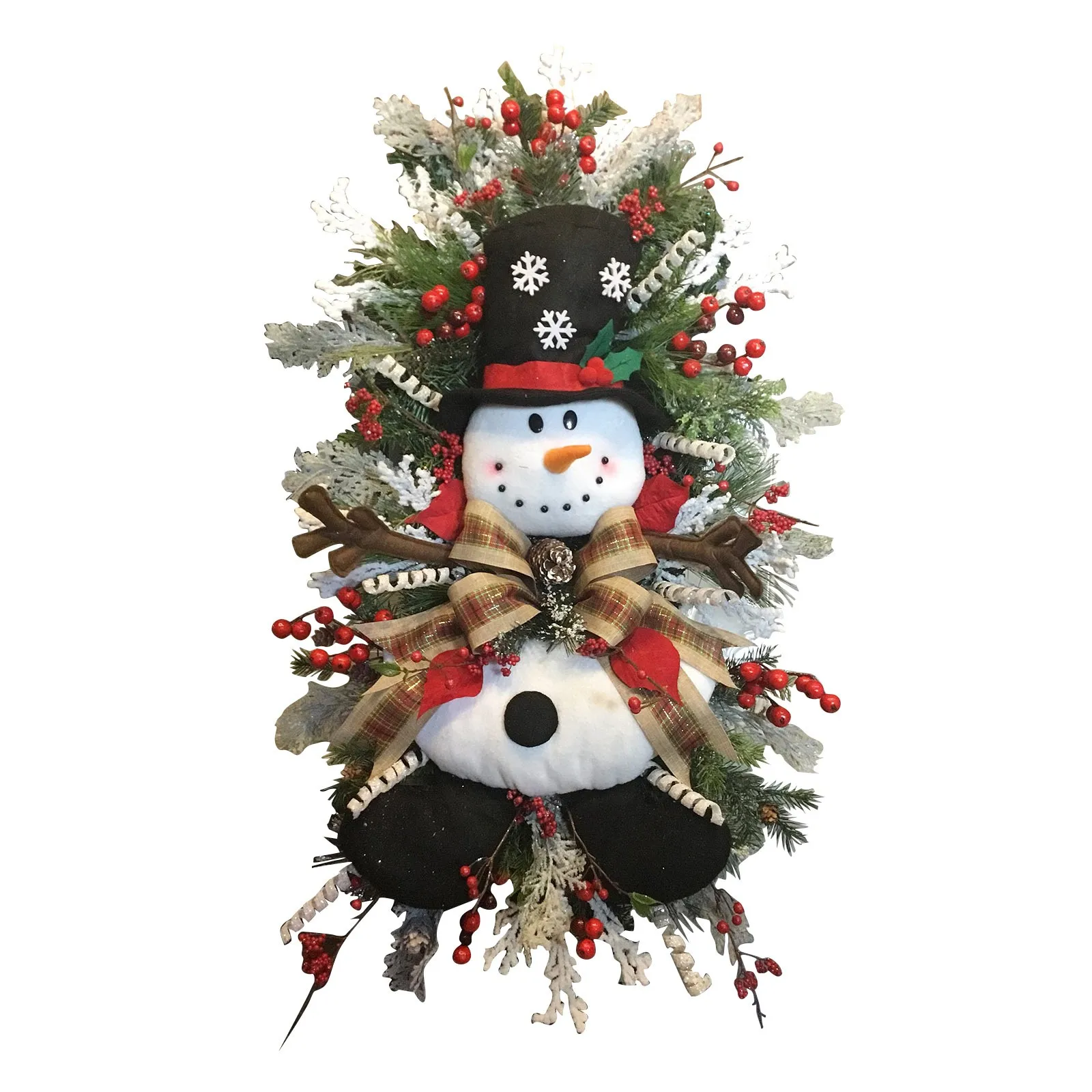 Christmas Decoration Snowman Swag Wreath, Christmas Hanging Ornaments Front Door Wall Decorations Merry Christmas Tree Wreath
