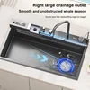 Stainless Steel Kitchen Sink Embossed Multifunctional Waterfall Wash Basin With Knife Holder Farmhouse Large Single Bowl 4