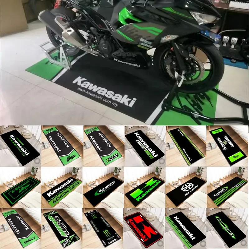 Description Picture 2 of itemKawasaki Motorcycle Carpet Garage Mat Racing Cool Moto Display Motorcycle Display Mat Kawasaki Anti-slip Floor Decoration Rug
