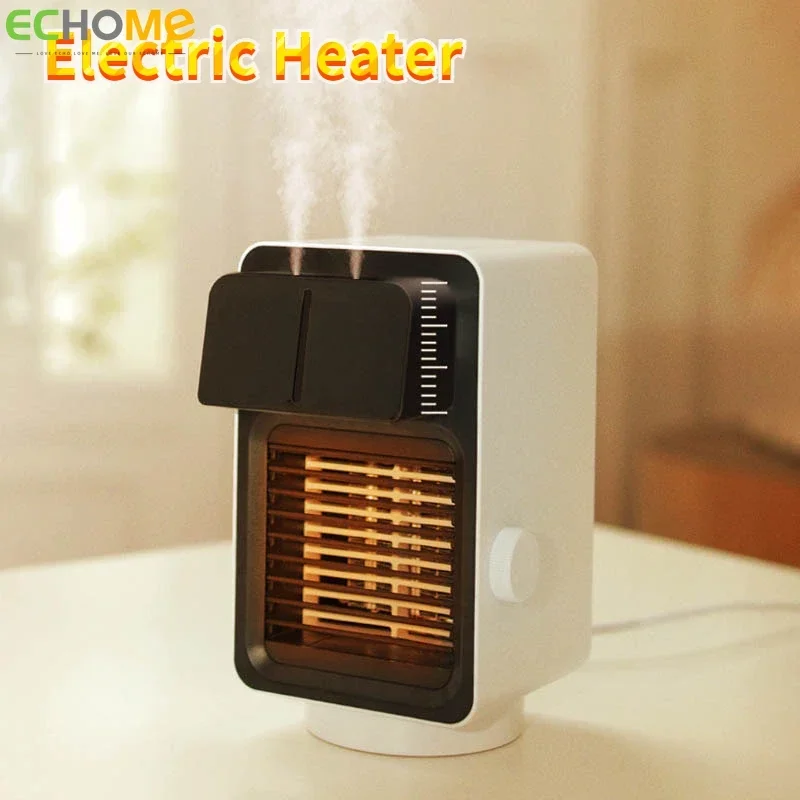 

Electric Heater with Humidifier Warm Air Blower Heater Double Spray Shaking Head Desktop Warm Air Blower Winter Heater for Room