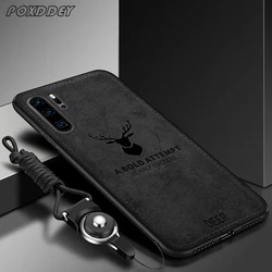 Vintage Deer Logo Cloth Texture Lanyard Phone Case - Elegant Mild Back Cover for Nova 9 (Black)