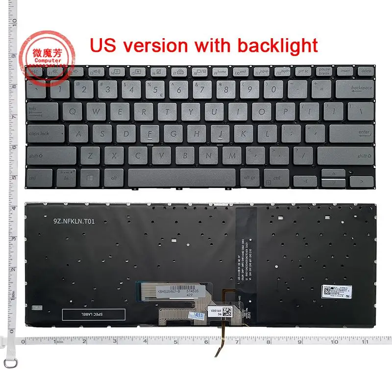 Teclado la Eua ru para Asus Zenbook Flip 14 Ux462 Ux462da Um462 0knb0262nus00 Retroiluminado Novo