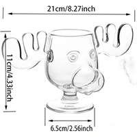 1/2/3PCS Christmas Elk Glass Cup 240ML Juice Milk Moose Mug Christmas Reindeer Head Beer Water Cup Holiday Party Drinkware Gifts 6