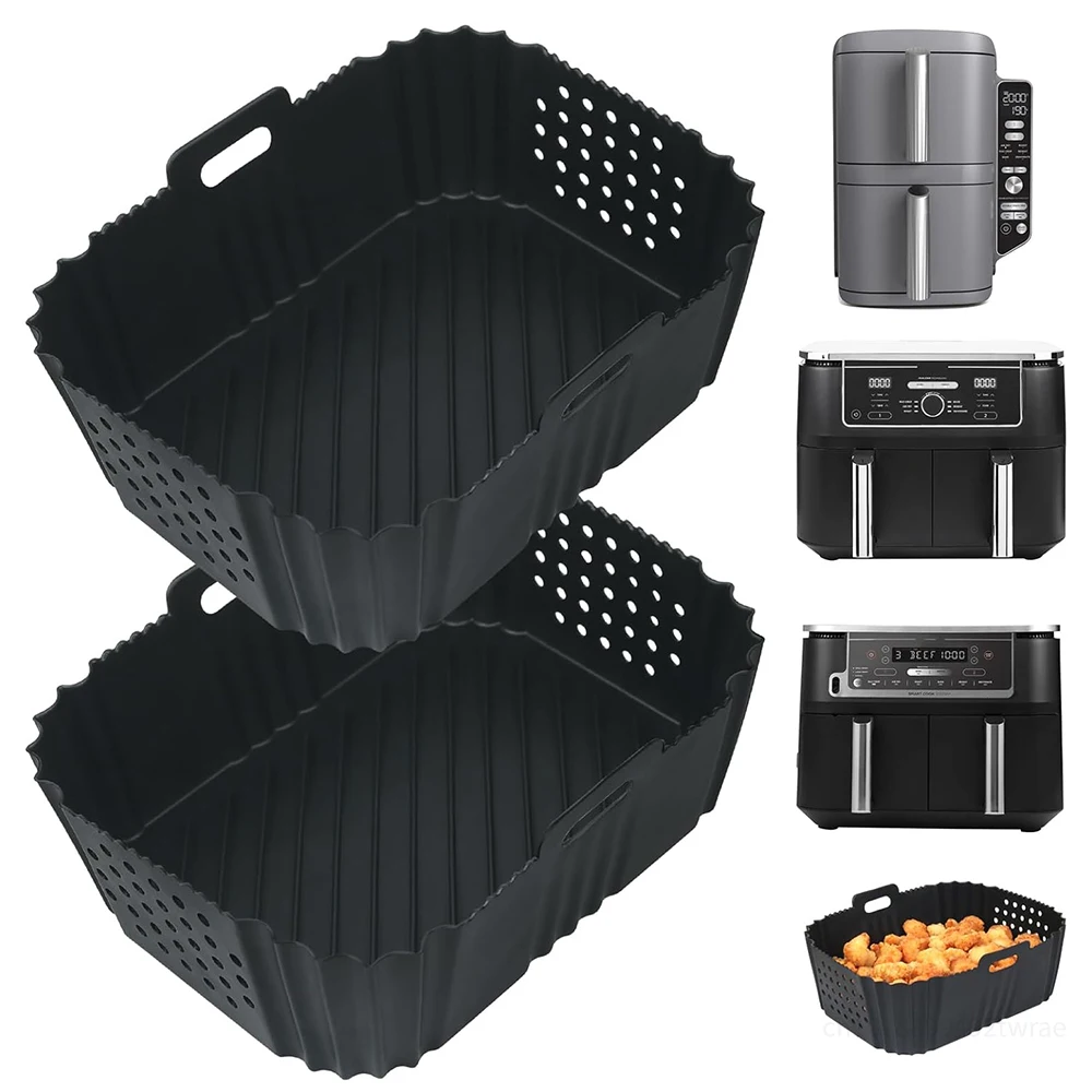 Silicone Air Fryer Liners 2Pcs for Ninja Double Stack XL 9.5L Airfryer Accessories for Ninja SL400UK/AF400UK/AF451UK Bakeware air fryer liners,air fryer accessories