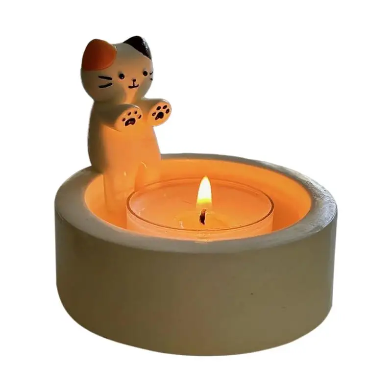 1pcs Cartoon Kitten Candle Holder Warming Its Paws Cute Scented Light Holder Cute Grilled Cat Aromatherapy Candle Holder