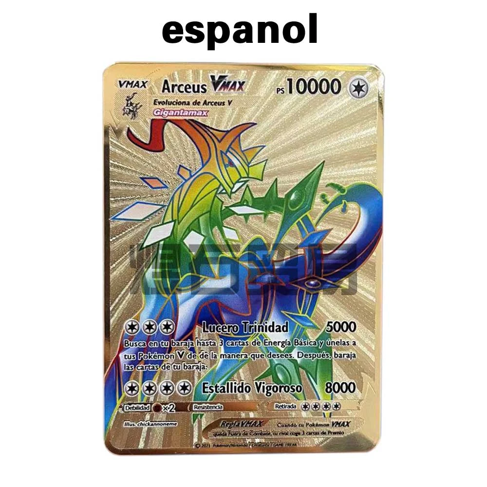 Spanish Version New Pokemon Metal Cards Vstar Vmax V Gx Shiny Gold Metal  Card Game Tag Team Fighting Child Christmas Gift - Game Collection Cards -  AliExpress