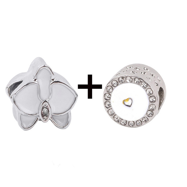 New Design White Heart Charm Beads Pendant Fit European Style Brand Bracelets Necklaces For Women Jewelry Making