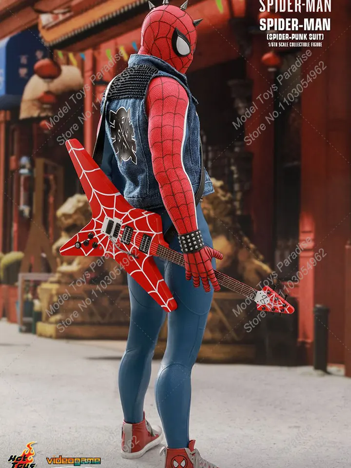 スパイダーマン　コスチューム Shott Toys-スパイダーマンパンク服デニムマスク、スーパーヒーロー