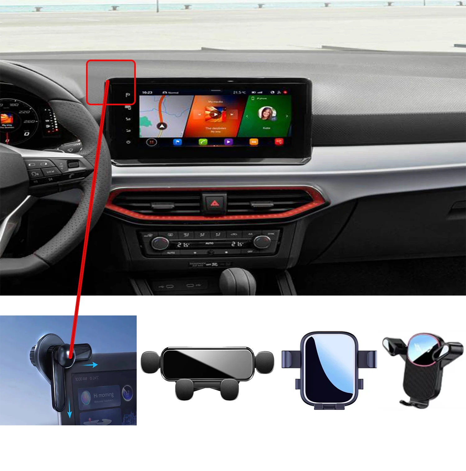 

For Seat Ibiza 2022 Car Phone Holder Fixed Bracket Wireless Charging Interior GPS Bracket Auto Stand Accessories