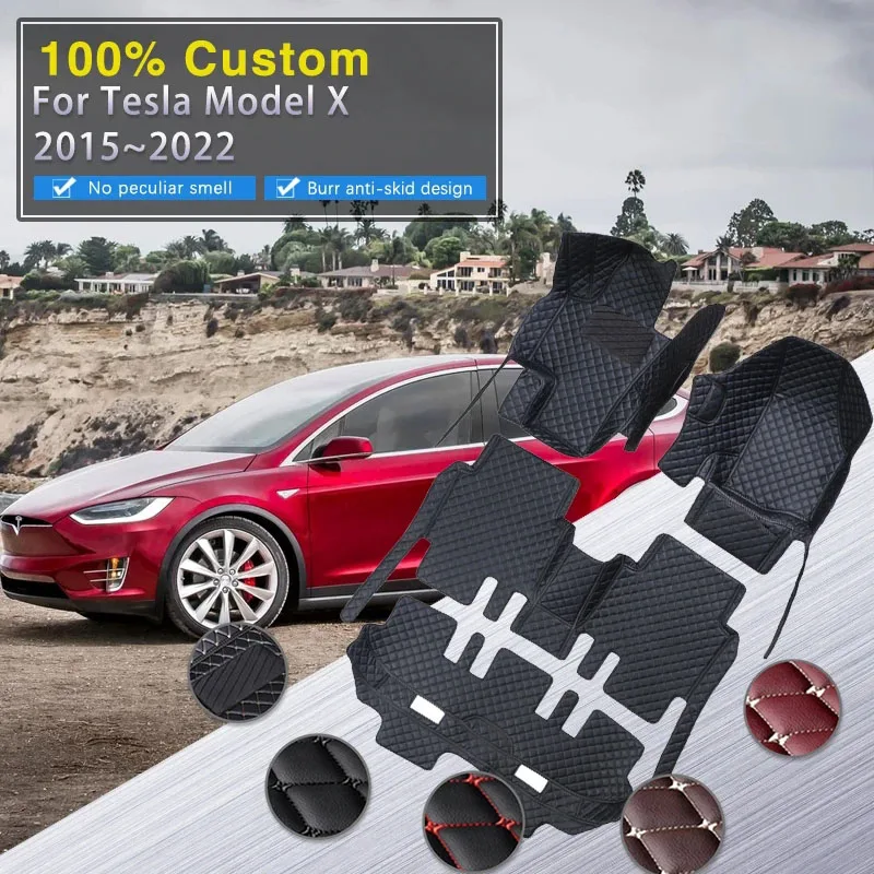 

Car Mats For Tesla Model X 7 Seat 2015~2022 Full Set Luxury Carpets Rug Anti Dirt Pad Leather Mat Car Accessories Tapete Carro
