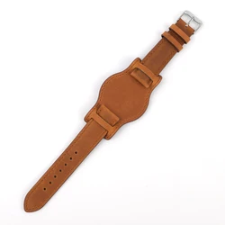 Vintage Coffee Brown Crazy Horse Leather Watch Strap - Retro Cuff Wristband with Matte Finish - 21mm (Brown)