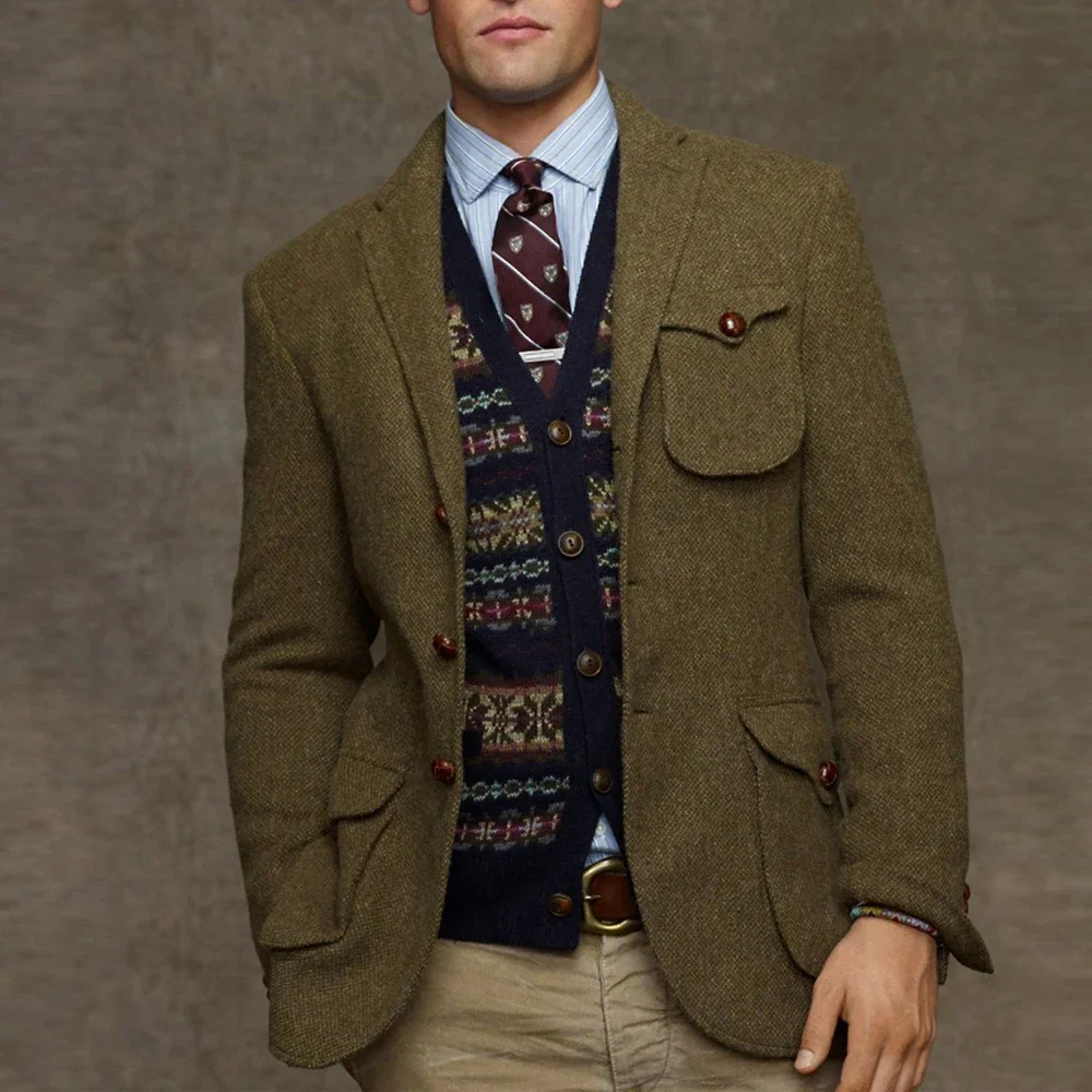Men Tweed Blazer Winter Jacket Clothing suits jackets