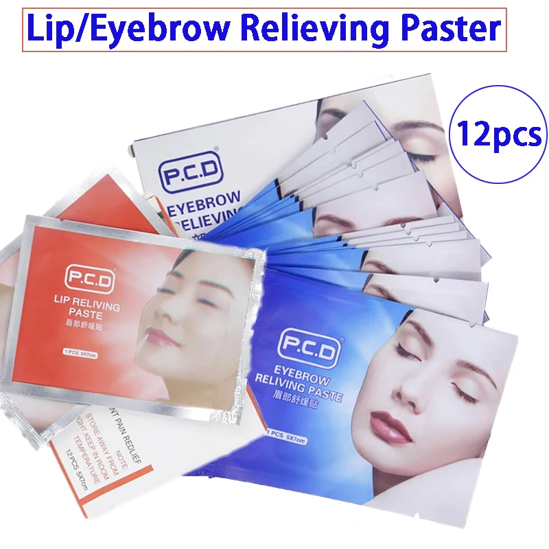 

12pcs Painless Sticker Microshading Lip Soothing Relieving Paste for Permanent Make Up Accessories Tattoo Eyebrow Microblading