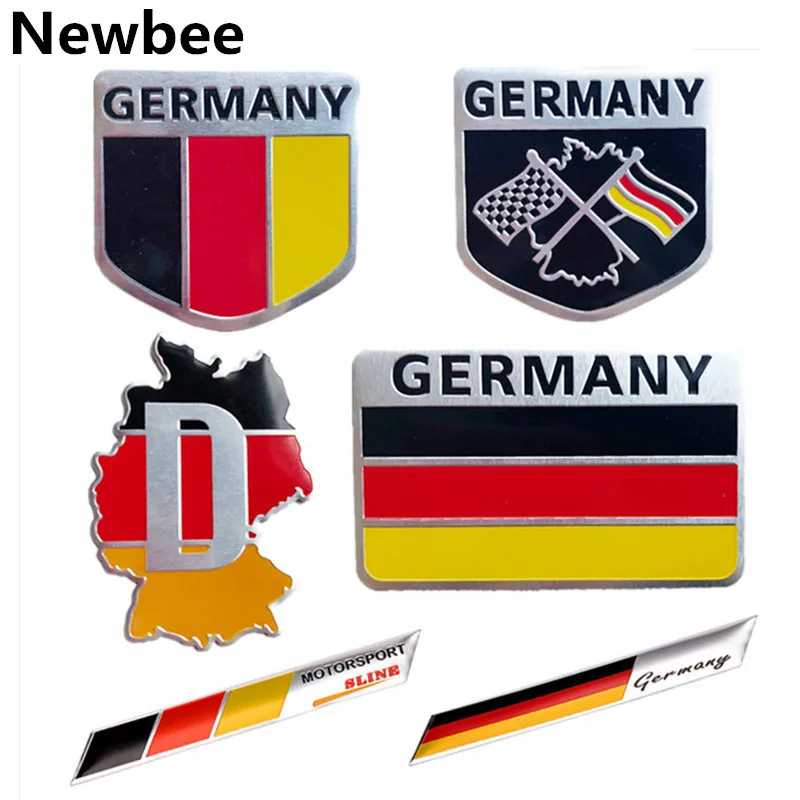 

Newbee Metal 3D Germany German Flag Badge Emblem Deutsch Car Sticker Decal Grille Bumper Window Body Decoration for Benz VW Audi