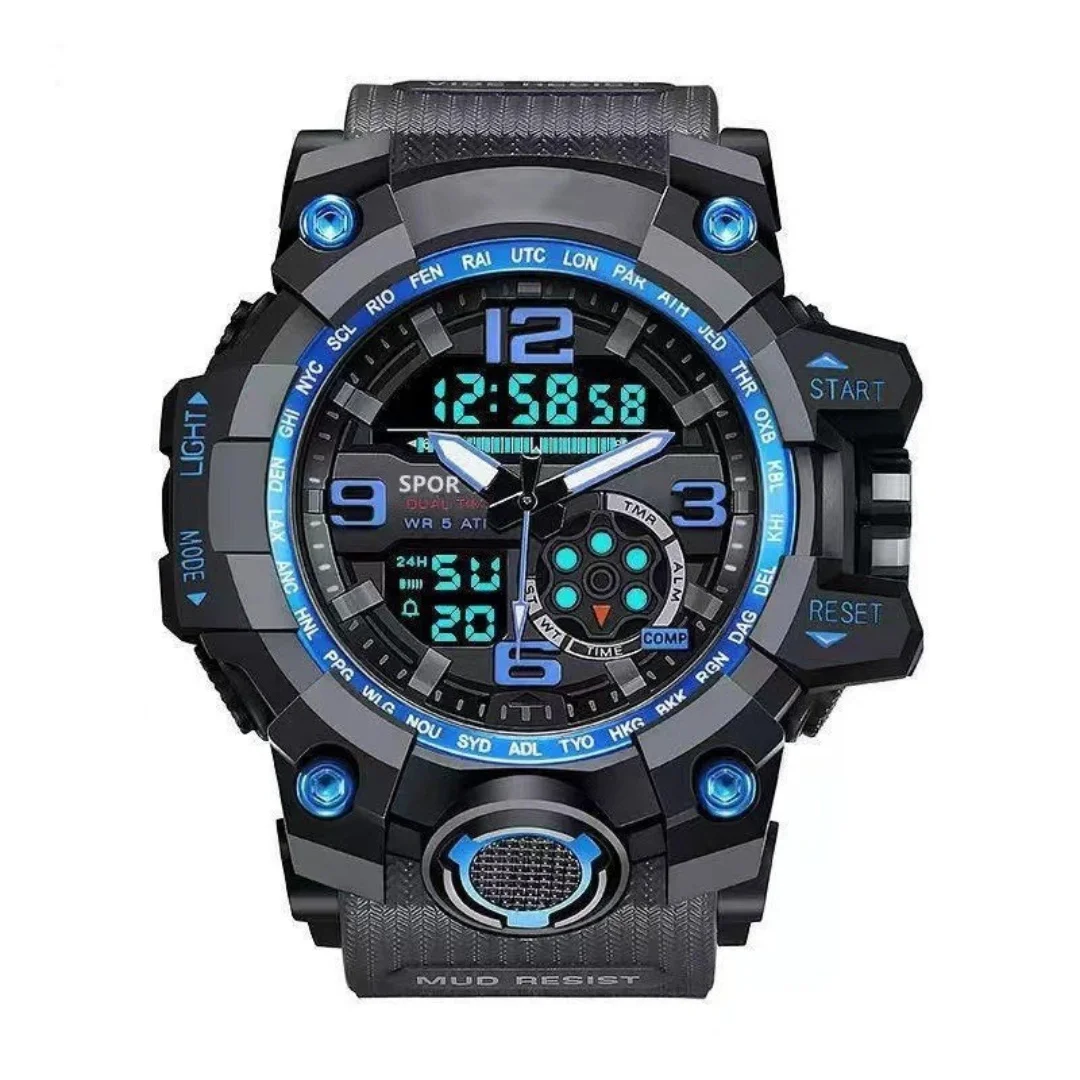 Orologio digale analogico a doppio Display orologio da uomo impermeabile con pulsante aperto multifunzione adatto per lo sport e la corsa  1511
