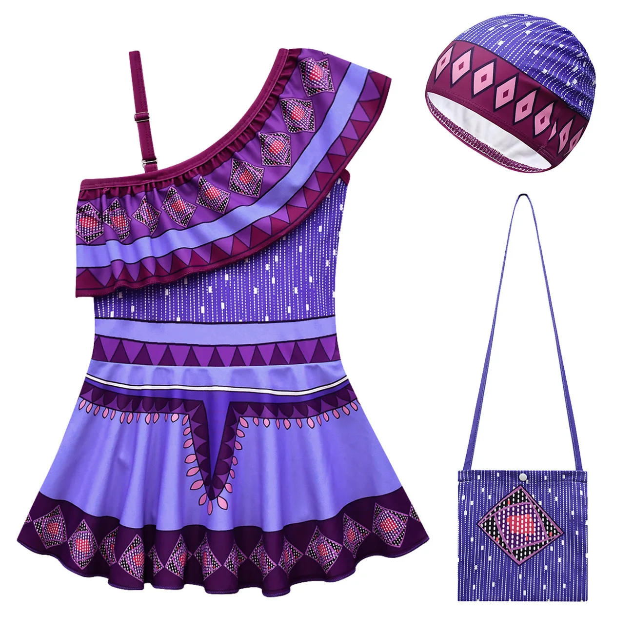 Movie Wish Asha Princess Costume Kids Girl Halloween Party Purple Skirt Flying Sleeve Vestido Outifit Children Dresses