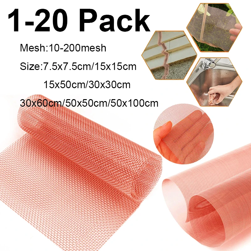 1-20pc copper braided wire,10-200 mesh shielding cloth filter, copper sieve, laboratory supplies, copper mesh, coarse gauze mesh