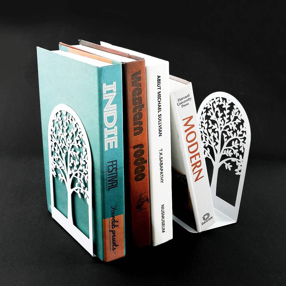 Book Organizer Book Holder Book Stand Book Terminal White Tree of Life Desktop Book Ends Office Gift for Book Loves