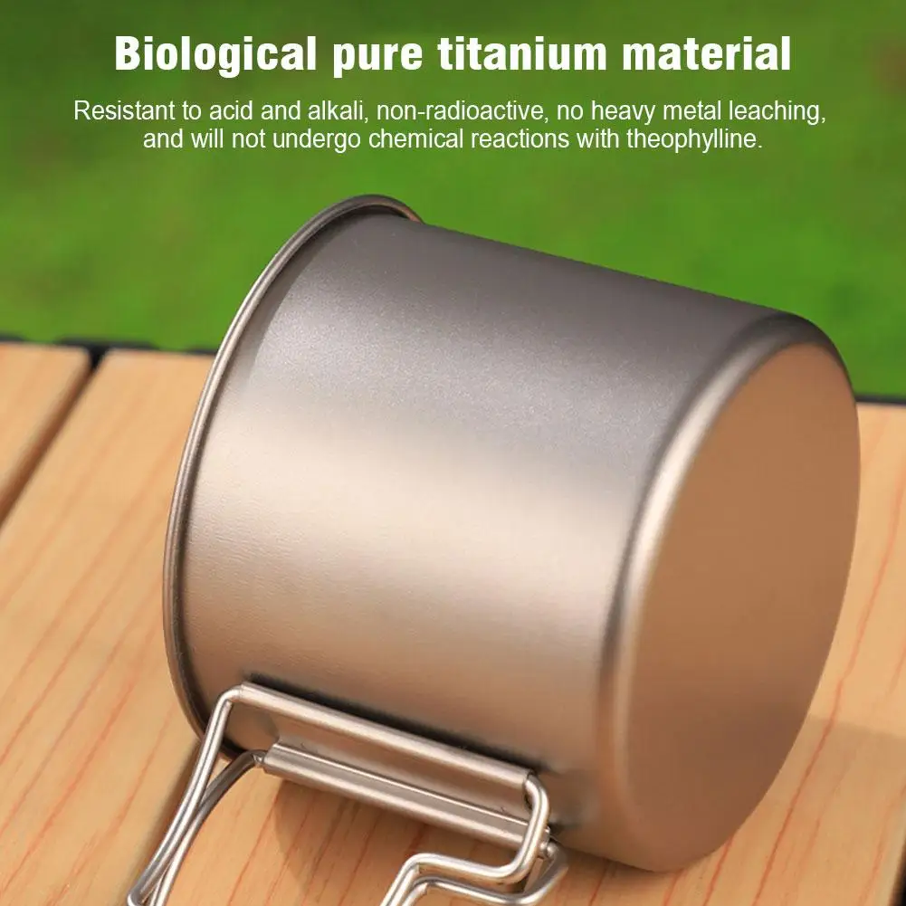 Titanium Camping Mug Cup Portable Tourist Outdoor Tableware Picnic Utensils Cooking Equipment Kitchenware for Hiking Travel