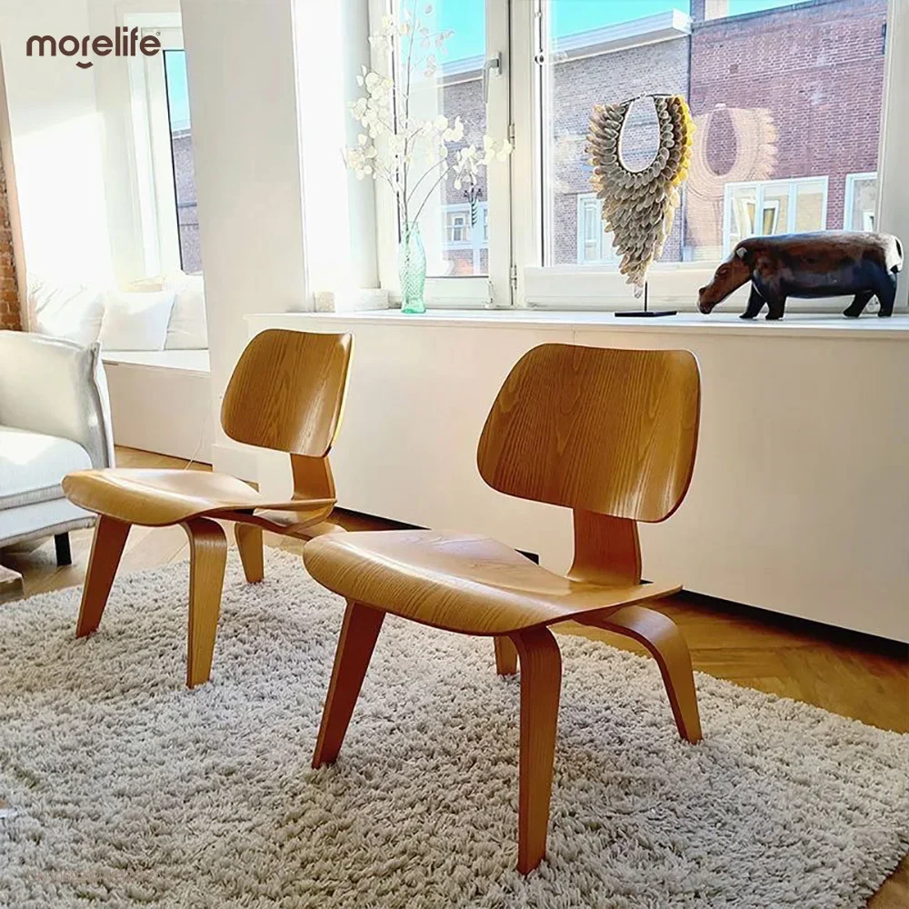 Molded Plywood Simple Leisure Chair Armchair Wood Legs Natural Living Room Century Wood Replica Accent Chairs Home Furniture dining chair