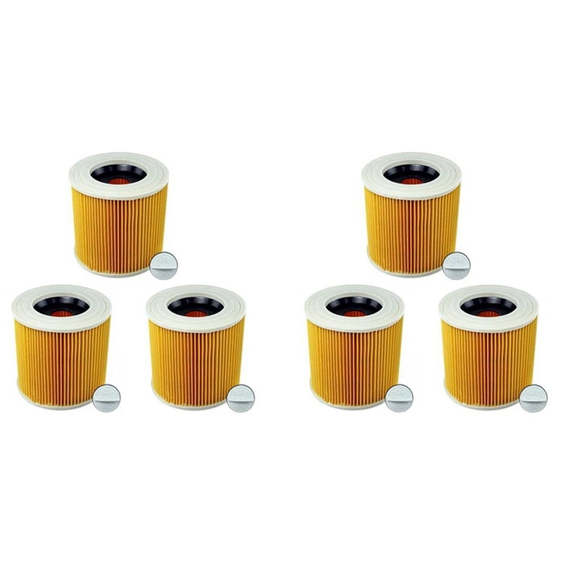 

6 Pcs Cartridge Filter For Karcher Vacuum Cleaner WD3 Premium WD2 WD3 WD1 MV3 MV2 WD 3 P Extension Kit Against Fine Dust