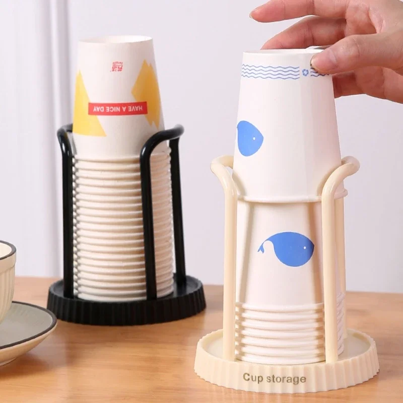 Simple Disposable Cup Storage Holder Water Tea Cups Dispenser Rack Shelf with Longer Stick Mug Display Stand Home Organizer