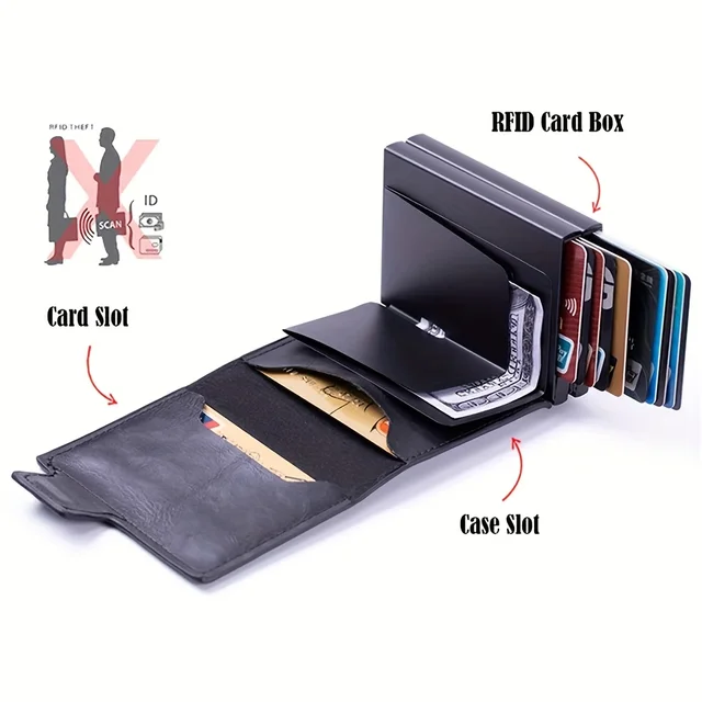 2025 New Large Capacity Double Layer ID Credit Card Holder Anti Rfid Blocking Protected Magic Wallet for Men Cardholder Case 6