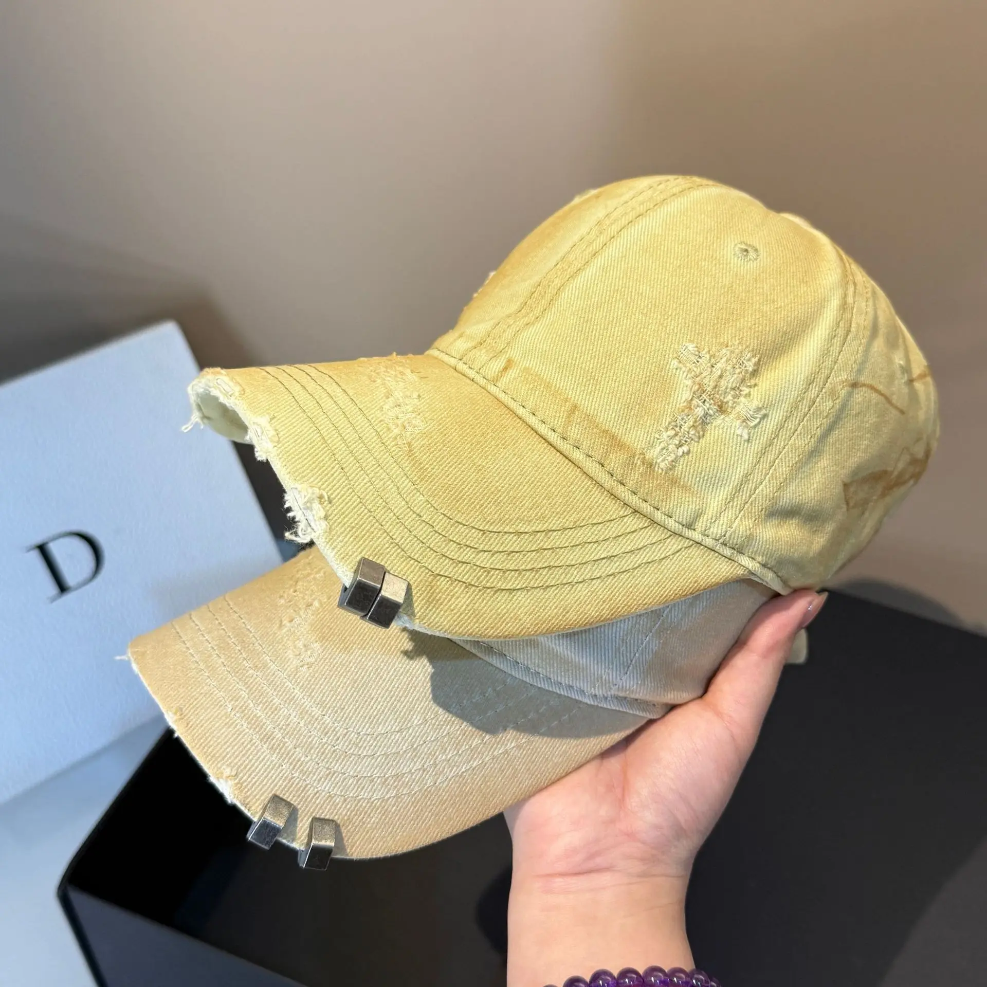 Punk-Style Baumwoll-Baseballkappe mit Löchern, Modische Streetwear Hip-Hop-Kappe, Verstellbare Snapback Sonnenschutz-Visiermütze für Tennis und Golf – Detail 9