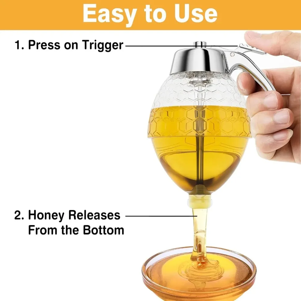 Drip-free honey dispenser maple syrup pouring bottle honey jar stand honeycomb-shaped pitcher