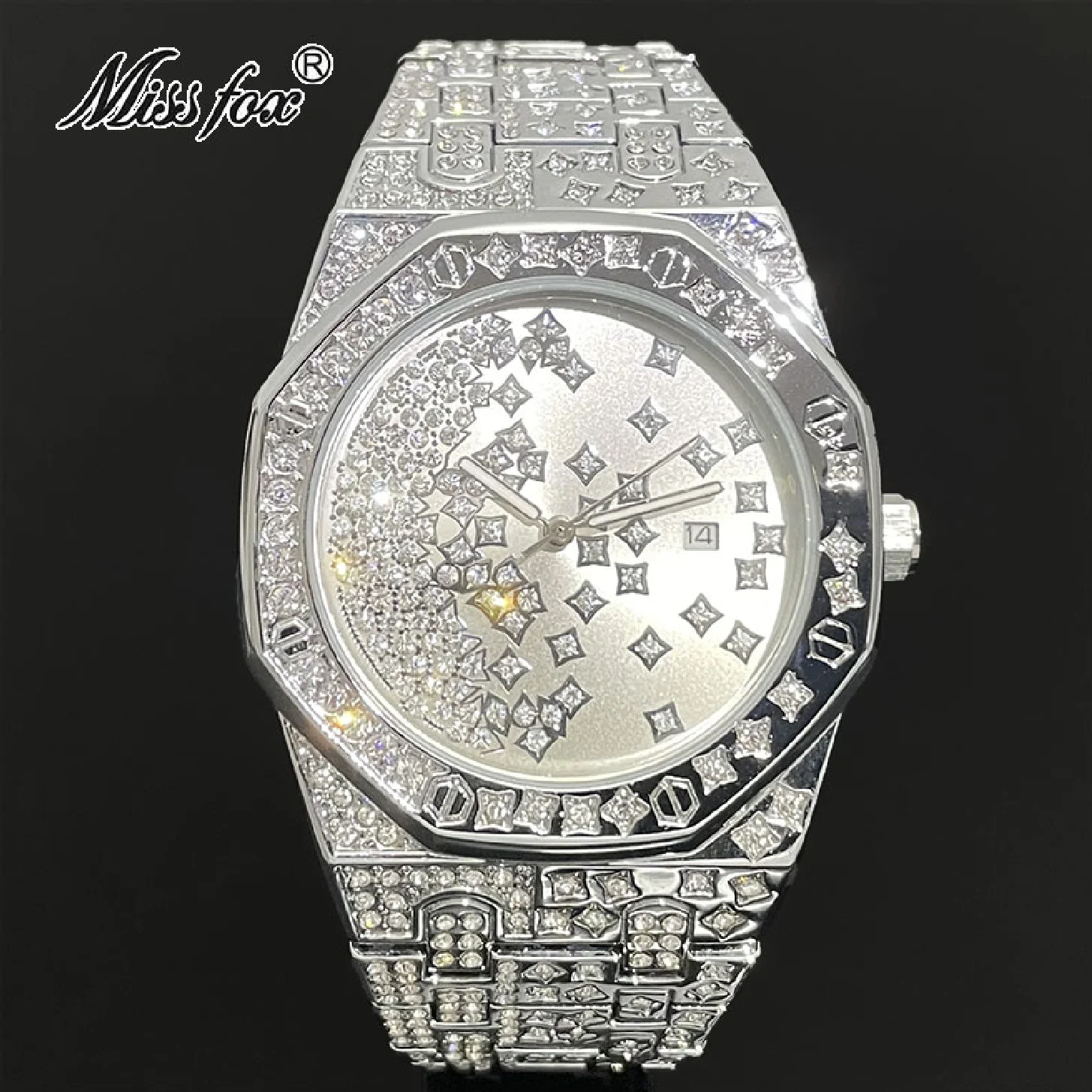 

New Luxury Gold Watches Men Iced Moissanite Fashion Hip Hop Quartz WristWatch Stianless Steel Waterproof Reloj Direct Sell 2023