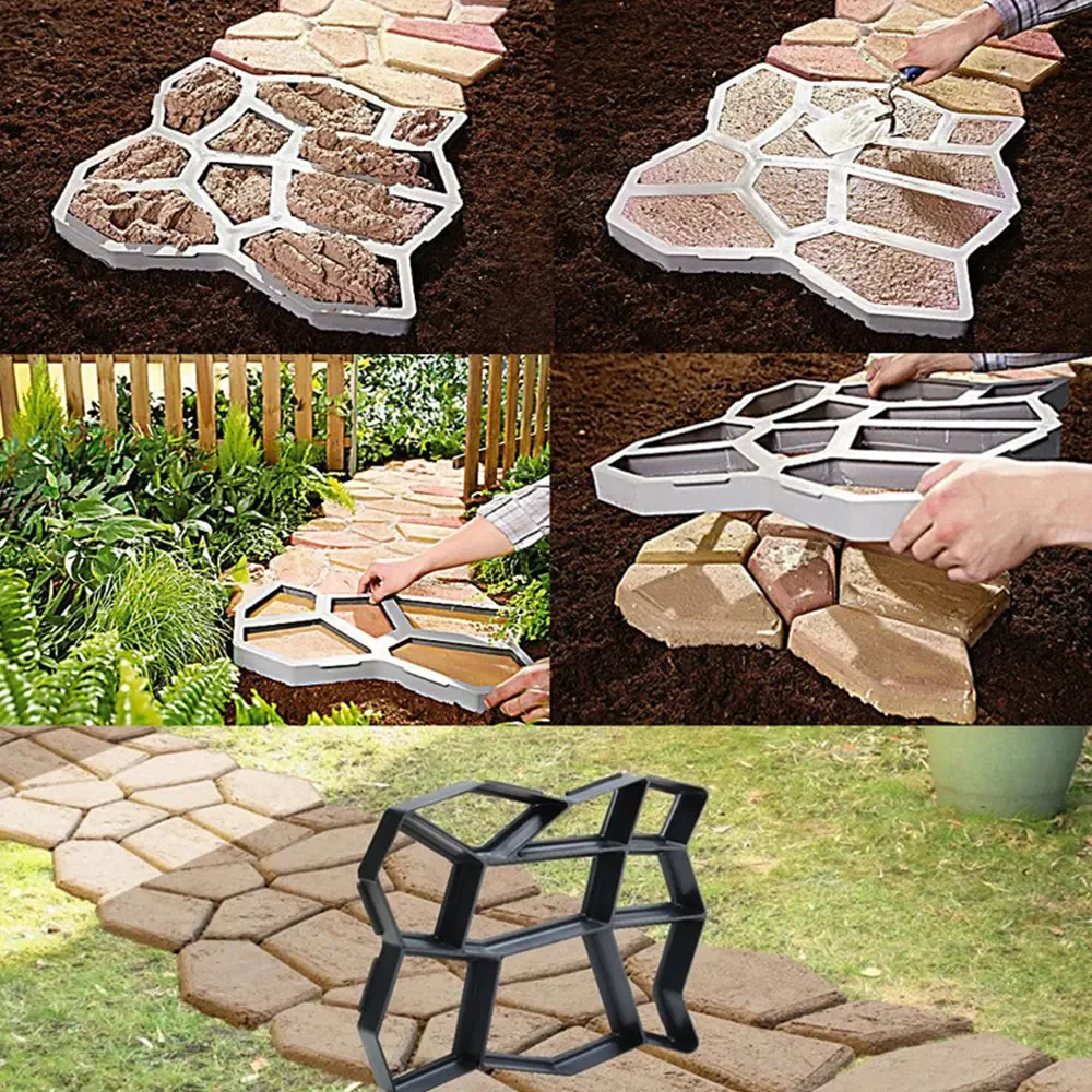 Description Picture 3 of itemDIY Path Maker Paver Molds Stone Brick Concrete Mold Concrete Cement Walk Garden Path Paving Paver Reusable Patio Molds Paviment
