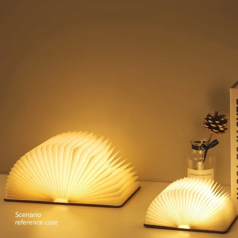 3D Folding Book Light LED Night Light 3-Color USB Charging Portable Wooden Magnetic Table Lamp Decoration Christmas Holiday Gift led light night light led desk lamp book light mini led light