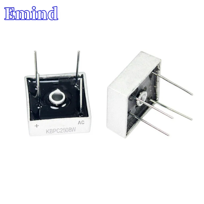 

3/10/20/50/100Pcs KBPC2508W Bridge Rectifier DIP-4 Square Bridge 25A/800V GBU Footprint Bridge Stack Cutable Feet