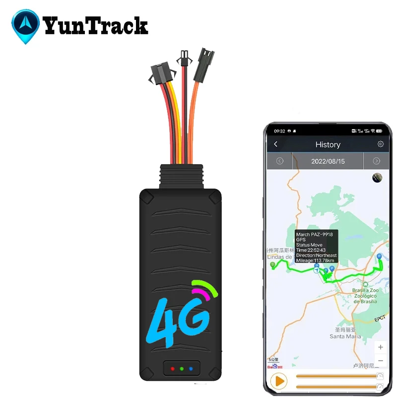 Carro e motocicleta GPS Tracker, Cut Oil, SOS, Monitor de voz, status do ACC, reboque afastado, Power Off, choque, movimento, chamada SMS, localizador de alarme, CJ790D, 4G