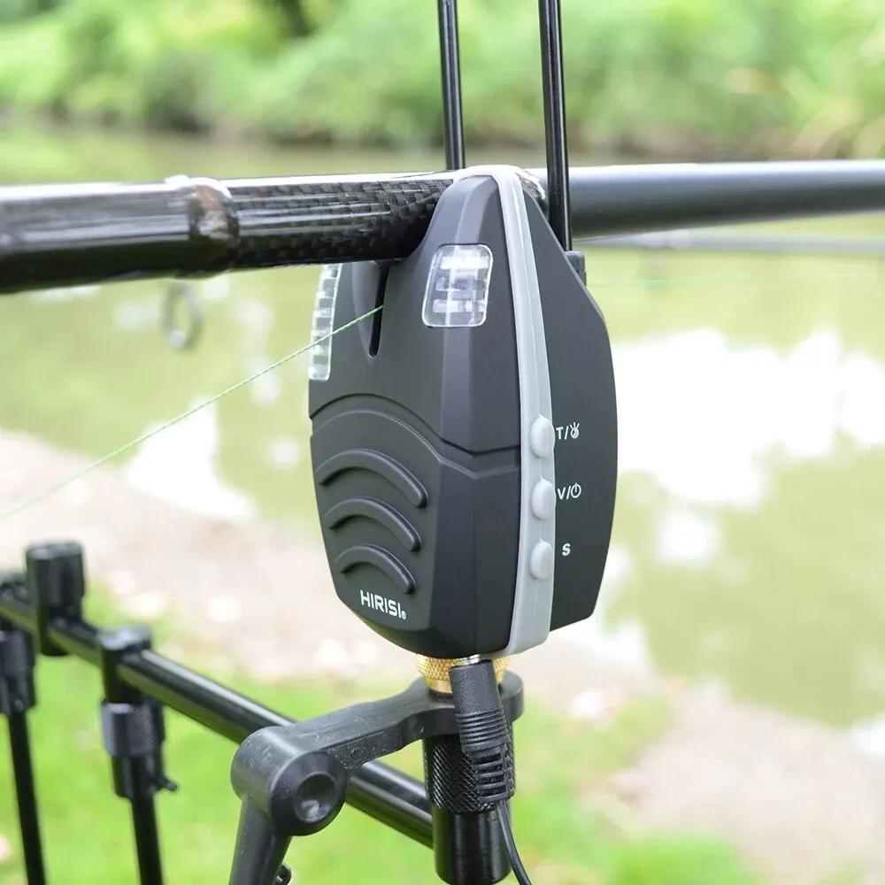 Hirisi 2 Stück wasserdichter Karpfen Angel biss alarm mit Haken Bar blau LED Fisch biss Indikator Angel zubehör – Detail 7