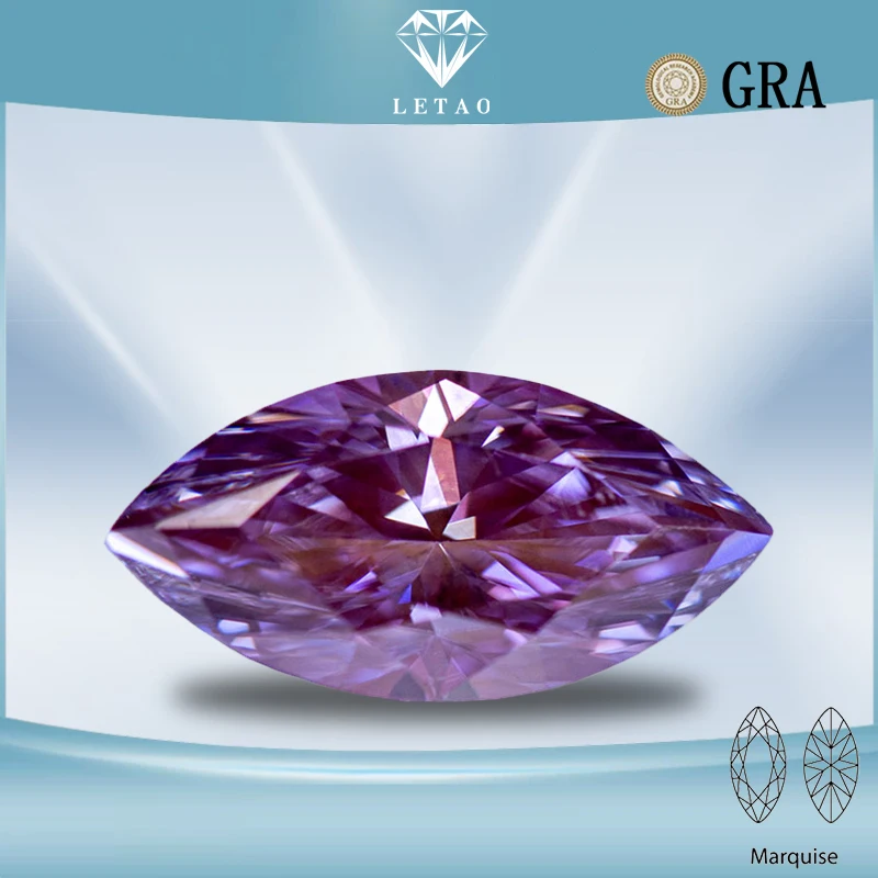 Moissanite Stone Gemstone Sakura Pink Color Marquise Cut Lab Grown Diamond Charms Woman Jewelry Making with GRA Certificate
