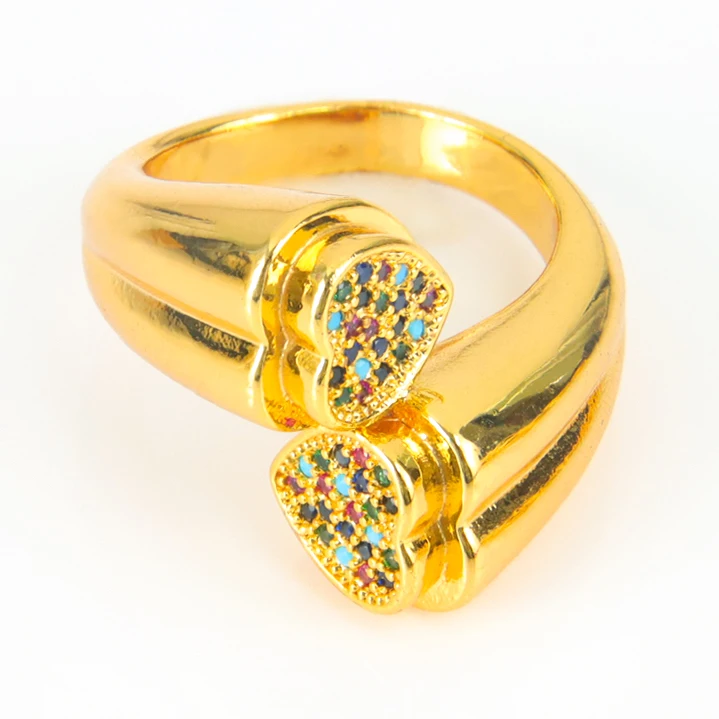 Dubai Mode Unregelmäßige Ringe 21k Vergoldet Italienischer Zirkonia Boho Cocktail Herzring Saudi-Arabien Damen Event Party Schmuck – Detail 5