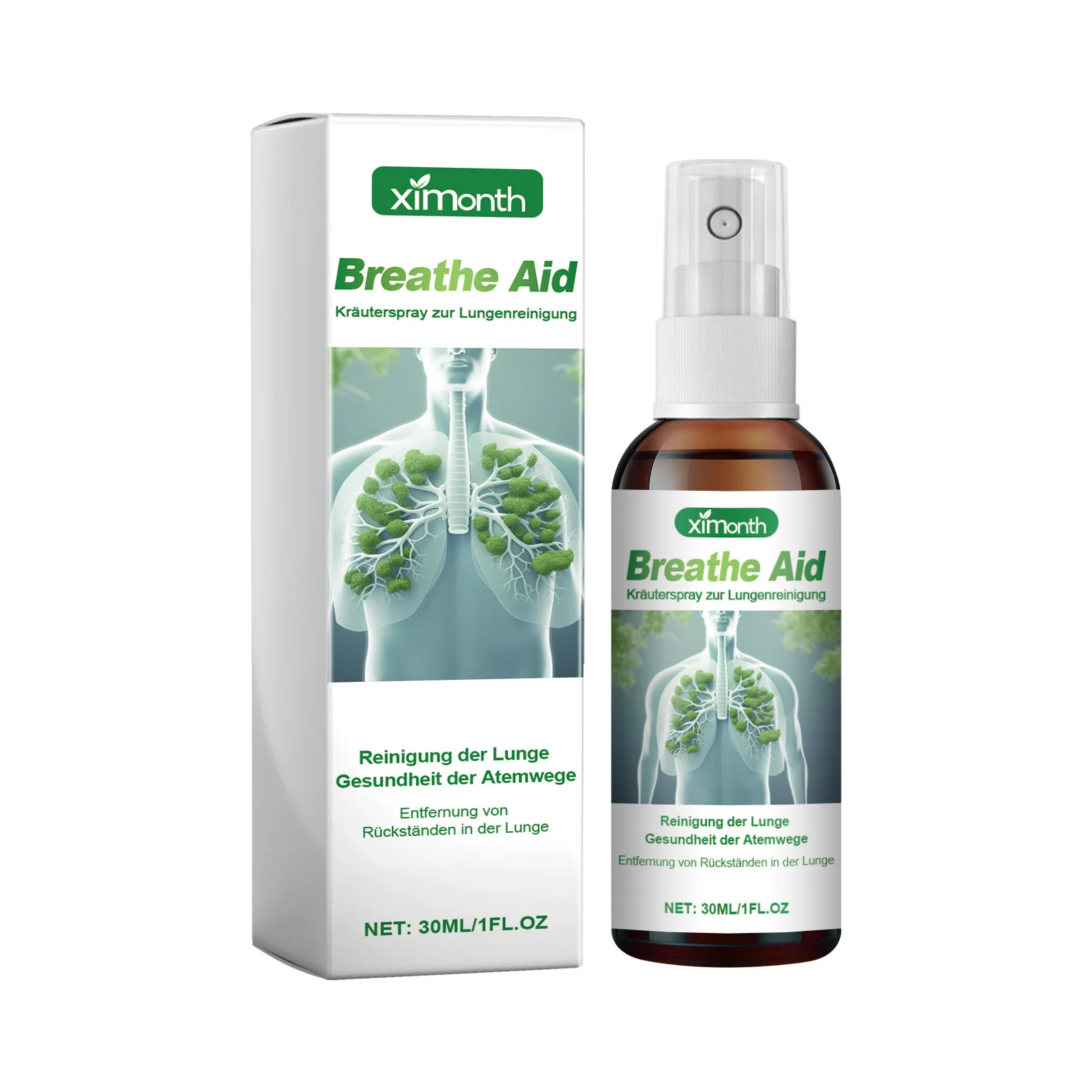Herbal oral spray lung cleanser for breathing congestion anti-snoring cough dry throat, nasal spray, herbal oral spray
