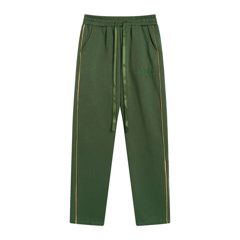 

Autumn and winter thickened RHUDE letters embroidered sweat pants high quality 1:1 men and women loose leisure straight pants