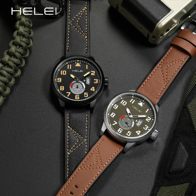 HELEI Hot Model 2024 Fashion Popular KHAKI FIELD Wild Series Multifunction Quartz Movement Men's Quartz Watch Men's Watches флешка smartbuy wild series тигр 32 гб usb 2 0 чт до 25 мб с зап до 15 мб с